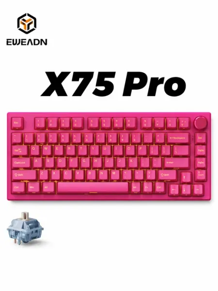 Механическая клавиатура Eweadn X75 Pink с 3 режимами подключ…