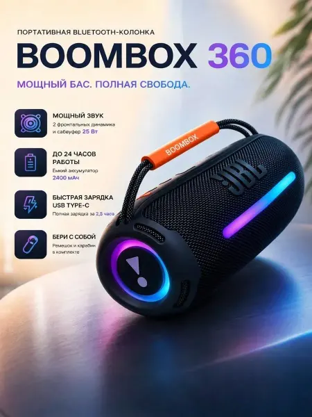 Портативная колонка BoomBox 360 черный