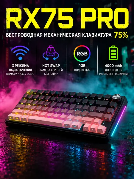 CyberLynx Клавиатура механическая 75% беспроводная игровая RX75 PRO