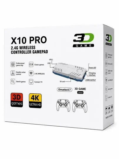 Игровая приставка X10 PRO 4K 128GB с 2 геймпадами и 50000+ ретро игр