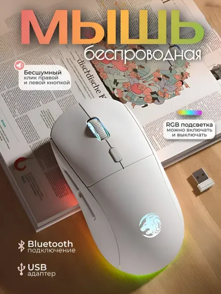 Мышь беспроводная на аккумуляторе с подсветкой, eweadn G-301