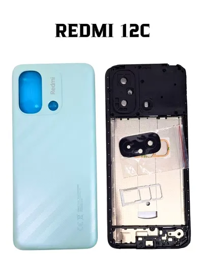 Комплект корпуса Redmi 12C (перед+зад), слот SIM, стекло камеры
