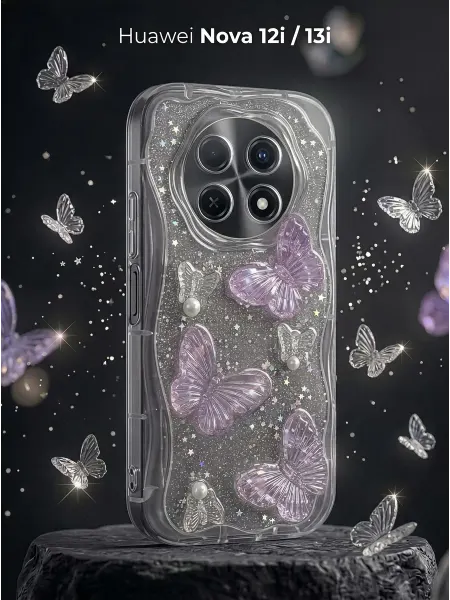 ЧЕХОЛБЕРИ Рельефный чехол с 3D бабочками на Huawei Nova 12i, Nova 13i