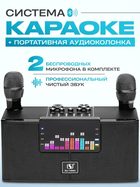 Smart Home Караоке колонка с двумя микрофонами беспроводная