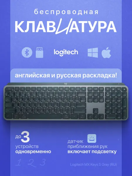 LOGITECH Беспроводная клавиатура мембранная MX Keys S (RU)