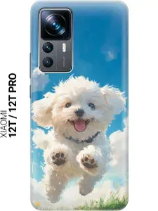 Силиконовый чехол на Xiaomi 12T / 12T Pro с принтом "Радостный щенок"