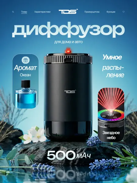 TDS Автомобильный аромадиффузор, ароматизатор для авто Океан