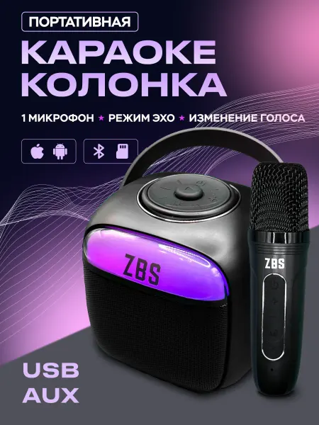 ZBS Колонка с микрофоном беспроводная караоке