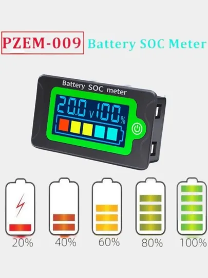Модуль-индикатор емкости батарей LiFePO4 PZEM-009 для батарей 12V, 24V, 36V, 48V, 60V, 72V