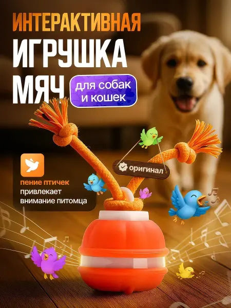 Игрушка мяч интерактивная для кошек и собак