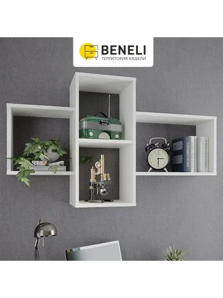 Beneli Белая полка настенная прямая Алекс 112.5х24х64.8 см