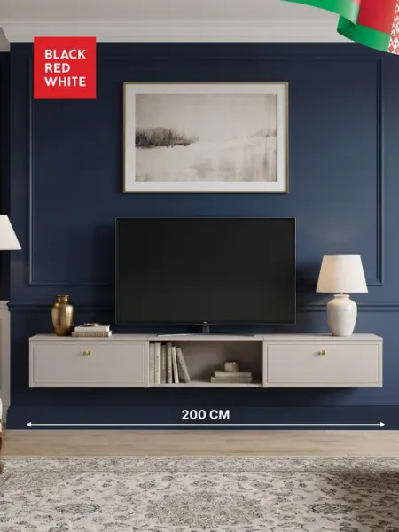 BLACK RED WHITE Тумба под телевизор подвесная 200 см 3 модуля