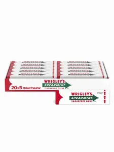 Жевательная резинка без сахара Wrigley's Spearmint Мята, набор жевательных резинок 20 пачек по 13 г