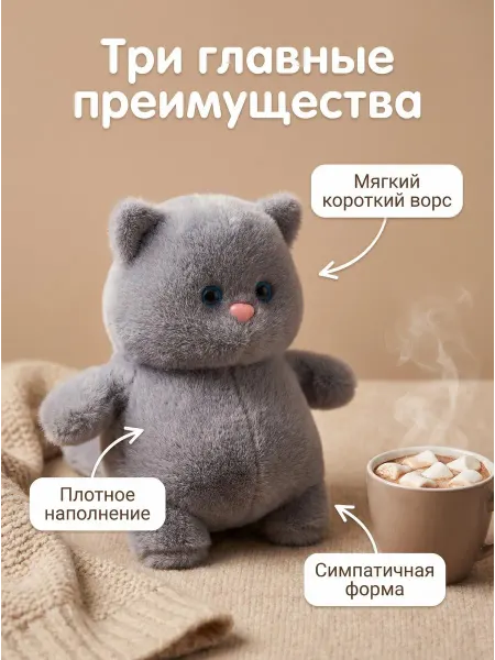 EasySmile Мягкая плюшевая игрушка кот Бегемот 25cm