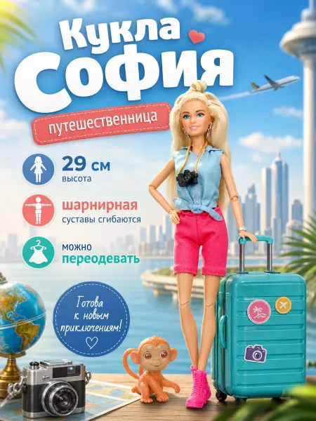 Карапуз София Кукла София с аксессуарами Африка 29 см
