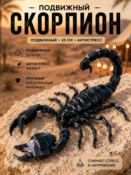 MiraPrint Подвижная 3д игрушка Скорпион фигурка антистресс, 3D печать