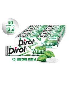 Dirol White Жевательная резинка "Мята" без сахара 30 пачек по 13,6 г
