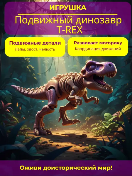 LF-3D игрушка подвижная 3д антистресс, Тирекс динозавр