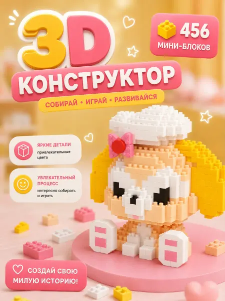 ViDari Конструктор 3Д из миниблоков, развивающая игрушка