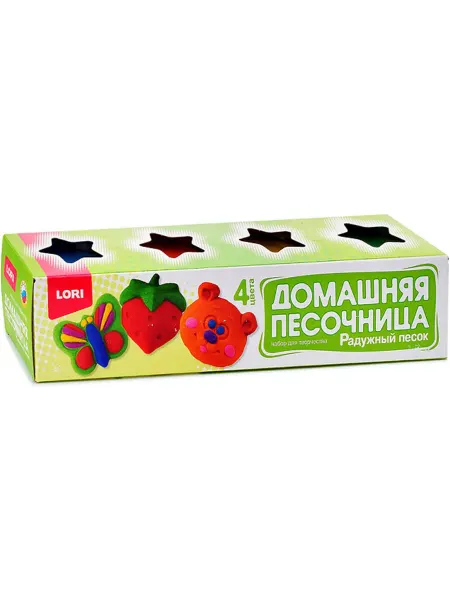 Lori Радужный цветной песок для лепки детям, 4 цвета по 140 гр