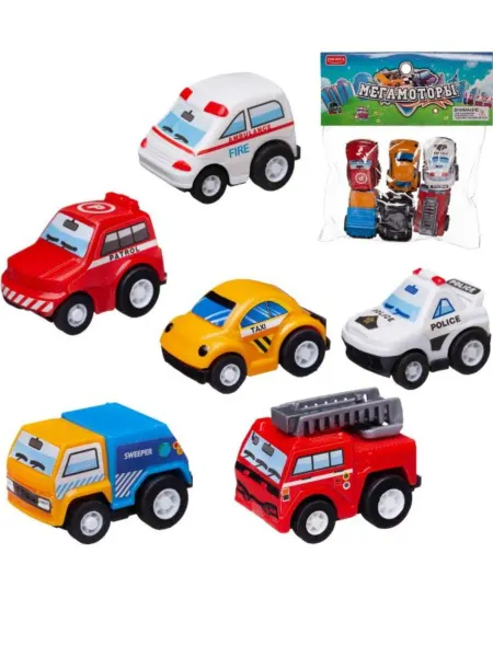 ZHORYA Набор пластиковых инерционных машинок 4 см, 6 шт