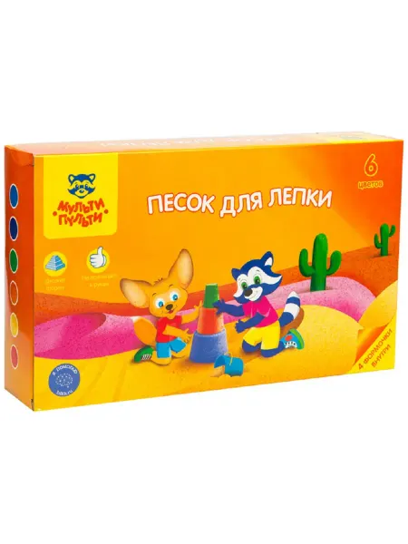 Мульти-Пульти! Песок для лепки "Енот в пустыне", 6 цветов, 720г