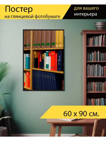 LotsPrints Постер "Книжный шкаф, канцелярия, адвокат" 60x90см