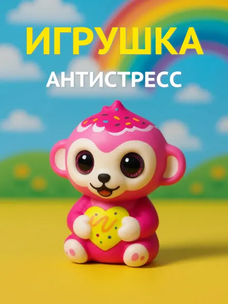 DECORICA TOYS Игрушка сквиш Обезьяна мини мягкий для детей