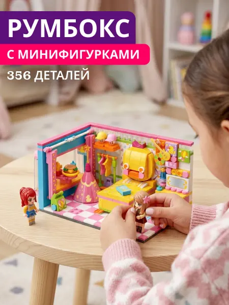 LEGO Детский развивающий конструктор румбокс розовый дом комната