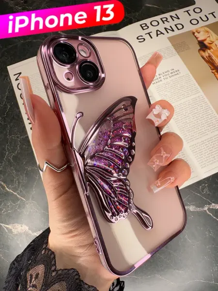 Shimmy Чехол на iPhone 13 блестящий с бабочкой