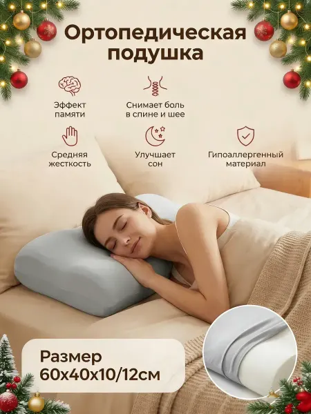 Subteria Ортопедическая подушка для сна с эффектом памяти в чехле