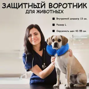 Защитный надувной воротник для собаки/Защитный ветеринарный воротник для животных TORUS, размер L, окружность шеи 42-55 см., внутренний диаметр 13 см.