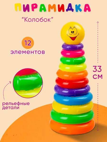 АртМарики Пирамидка пластиковая колобок