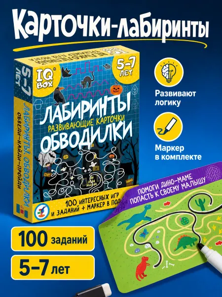 ДРОФА Игра с маркером и карточками Лабиринты и Обводилки