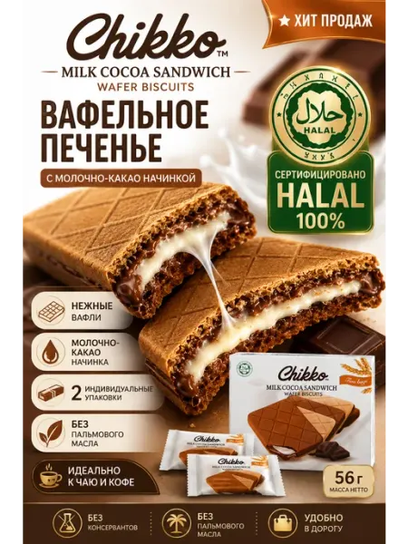 Печенье со сливочной начинкой и какао 56 гр