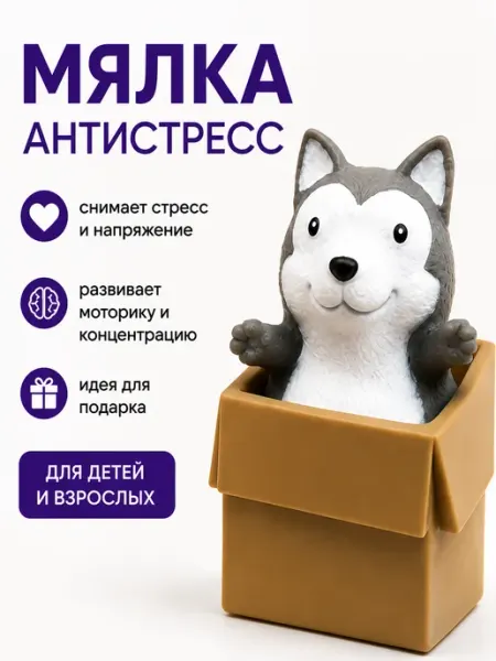 Милые подарки Мялка-антистресс собака в коробке, сжимаемая игрушка сквиш