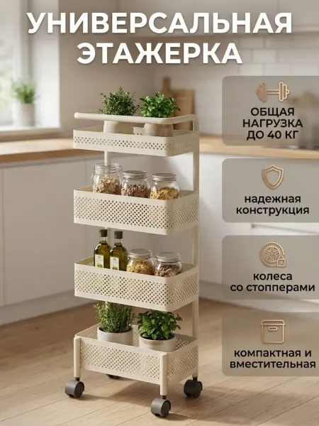 Этажерка на колесиках металлический стеллаж