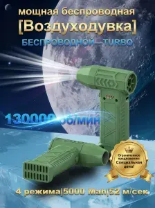 Воздуходувка портативная/ ветродуйка аккумуляторная/ турбовентилятор 130000/ турбо вентилятор