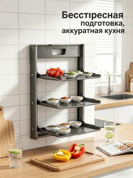 Полка для кухни складная настенная органайзер для посуды