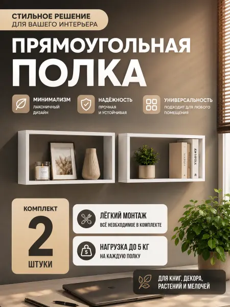 Полки навесные настенные прямоугольные