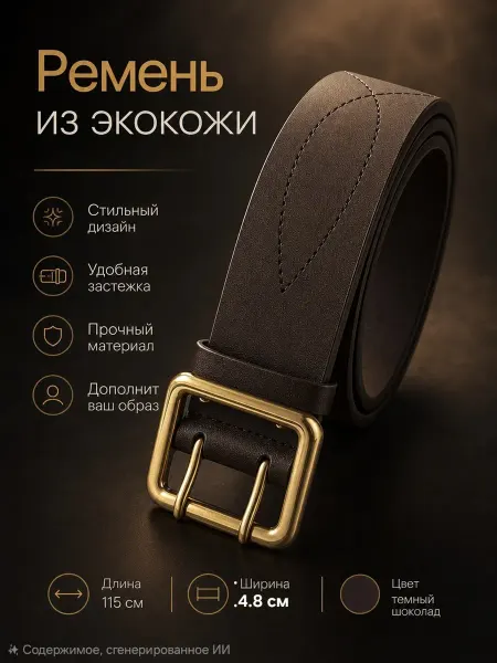 Ремень армейский офицерский экокожа 130см4.8см