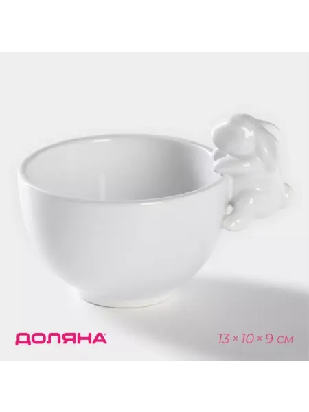 Доляна Конфетница "Зайка", 13х10х9 см, цвет белый