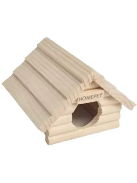HomePet Домик деревянный для мелких грызунов 13х13,5х10 см