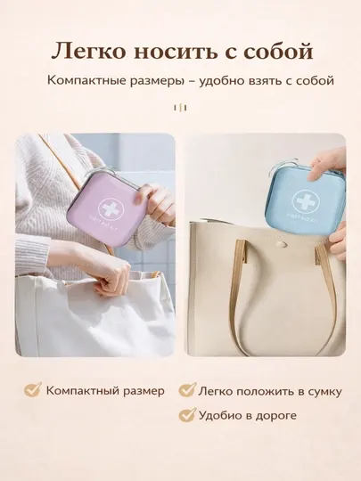 Аптечка дорожная First Aid Kit, водонепроницаемая, компактная 13×13 см