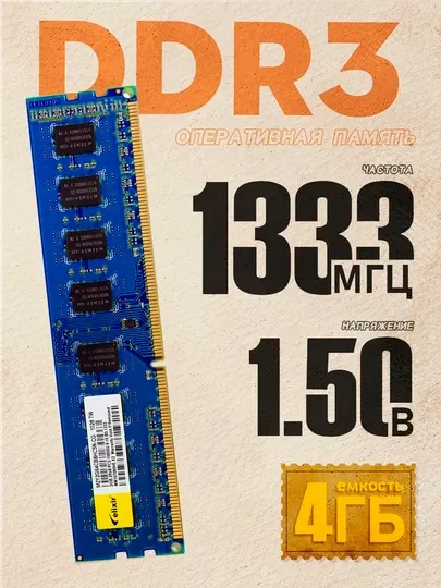 Оперативная память DDR3 4 ГБ 1333МГЦ 1x4 ГБ (для компьютера)