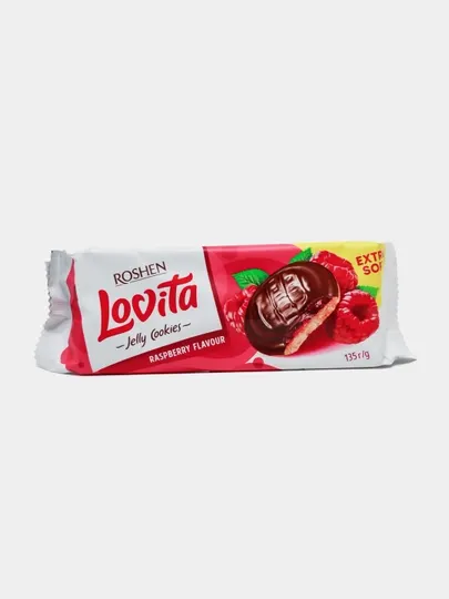 Сдобное печенье Roshen Lovita Jelly Cookies, с желейной начинкой со вкусом малины, 135 г