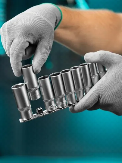 Набор удлиненных торцевых головок STELS, 3/8", 6-ти гр., CrV, 10шт., 8-19мм, 13604