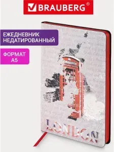 Ежедневник-планер (планинг) / записная книжка / блокнот недатированный А5 138х213 мм Brauberg Vista, под кожу, гибкий, 136 л., Good old England