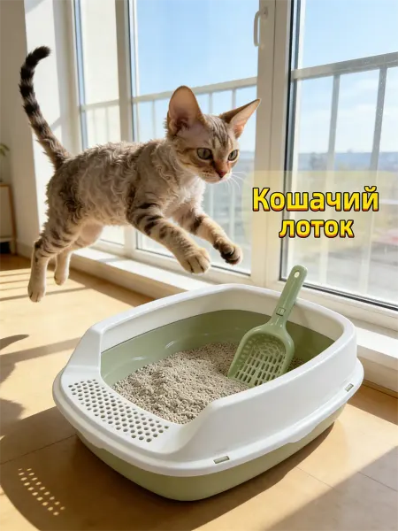 Petkit Лоток для кошек с бортами и лопаткой 53*39*13CM