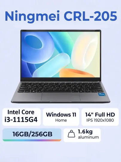 Ningmei CRL-205 Ноутбук 14" Intel Core i3 i3-1115G4 16GB RAM 256GB SSD WiFi6 Windows11